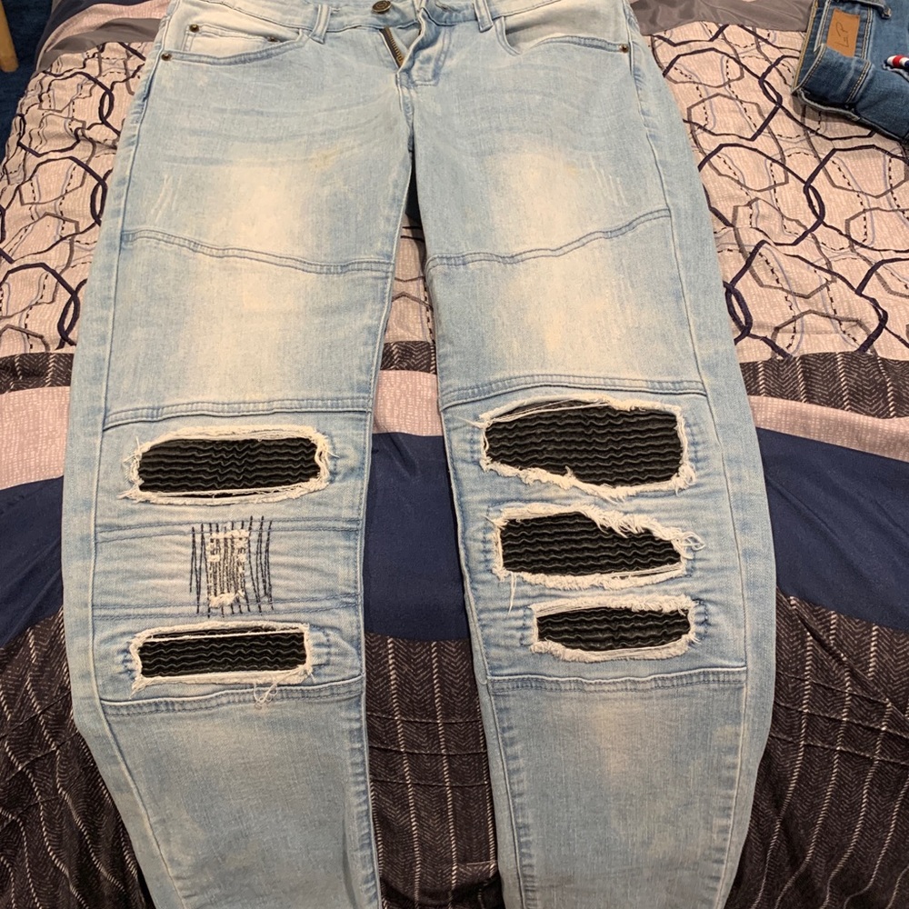 Y&R Men’s Ribbed Slim Blue Jeans. Sz 30x30